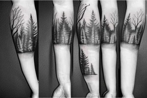 forest mountains arm tattoo idea