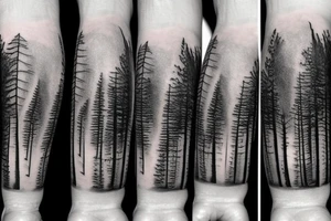 forest mountains arm tattoo idea