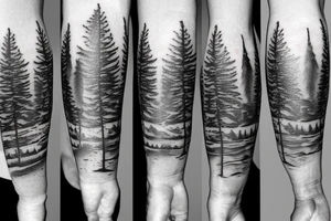 forest mountains arm tattoo idea