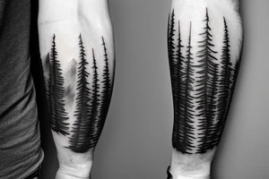 forest mountains arm tattoo idea