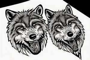 A wolfs head fazing into a forest tattoo idea