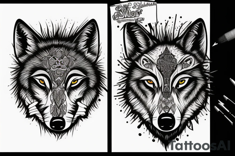A wolfs face tattoo idea
