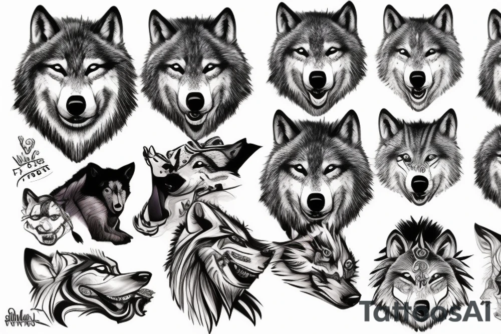 A wolfs face tattoo idea
