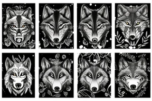 A wolfs face in-front of a forest tattoo idea