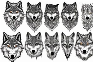 A wolfs face in-front of a forest tattoo idea