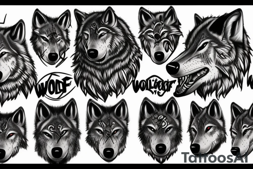 A detailed wolfs head tattoo idea