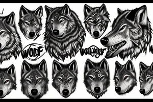 A detailed wolfs head tattoo idea