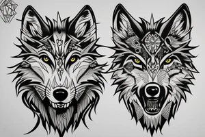 A detailed wolfs head tattoo idea