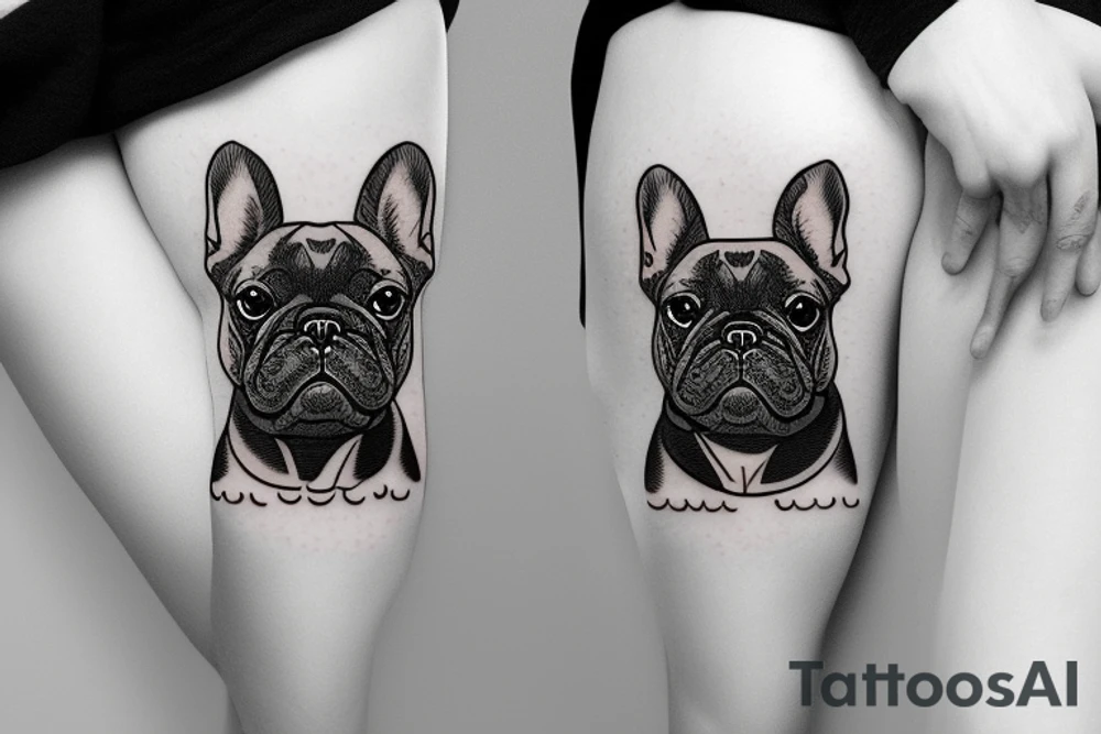 french bulldog with script arhat says Winnie tattoo idea