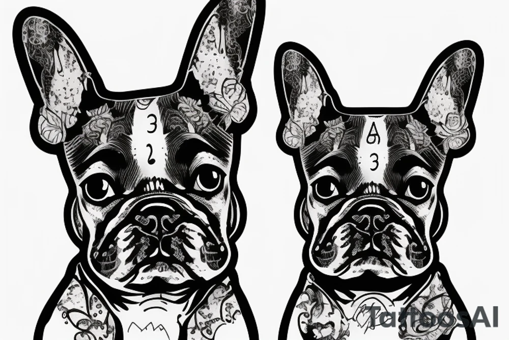 french bulldog with script arhat says Winnie tattoo idea