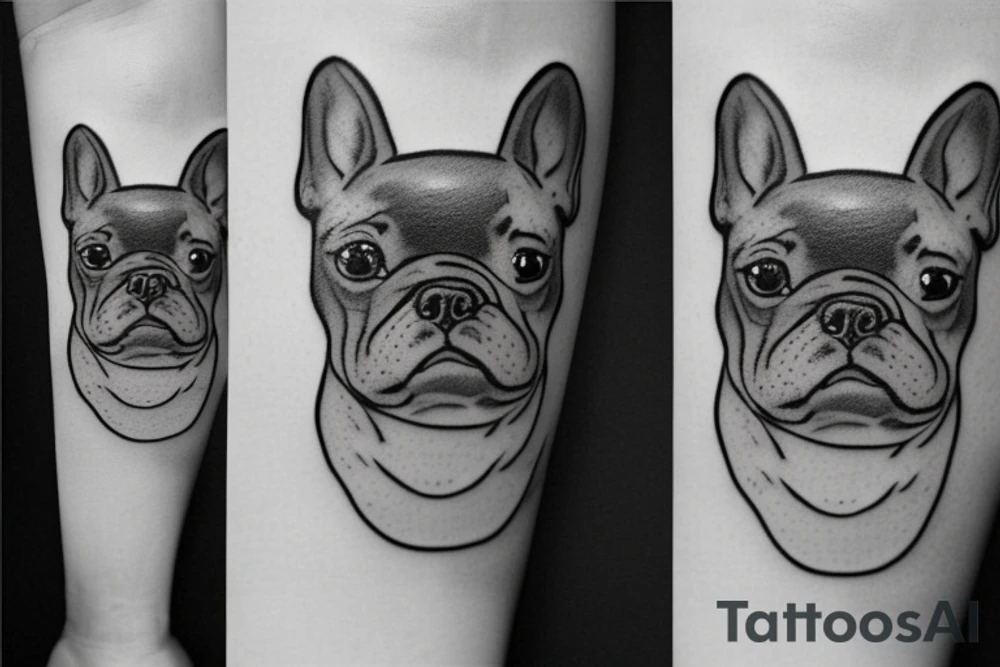 french bulldog with script that says Winnie tattoo idea