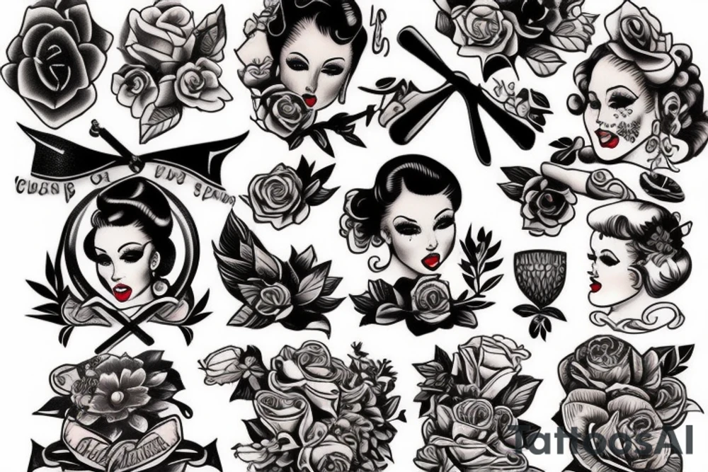 traditional style pinup girl tattoo idea