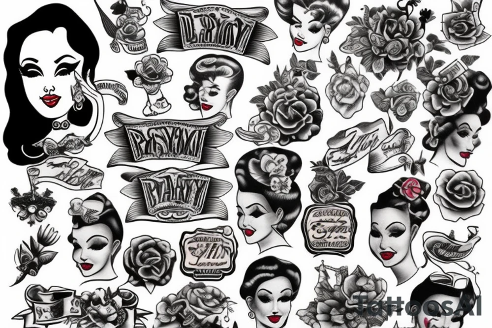 traditional style pinup girl tattoo idea