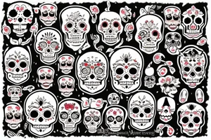 french bulldog sugar skull tattoo idea