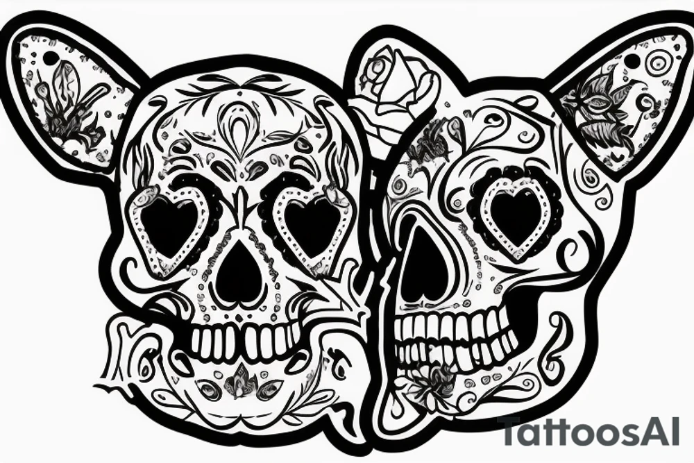 french bulldog sugar skull tattoo idea