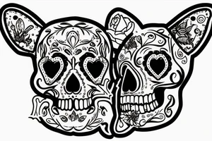 french bulldog sugar skull tattoo idea