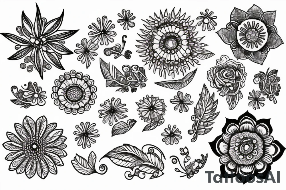 Firecracker and florals, mandala tattoo idea