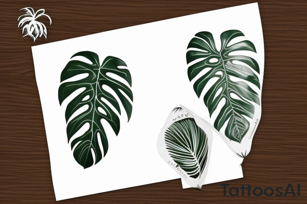 Indoor plant sketch armband using monstera, bird of paradise tattoo idea