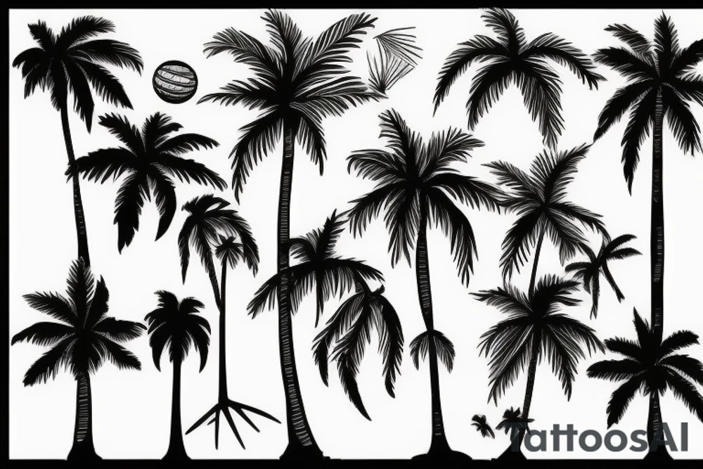 Florida Palm tree with themes of golf and Chicago tattoo idea