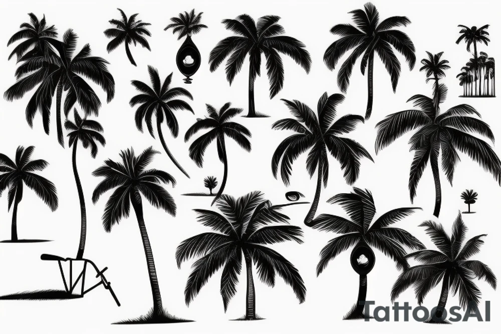 Florida Palm tree flow with themes of golf tattoo idea