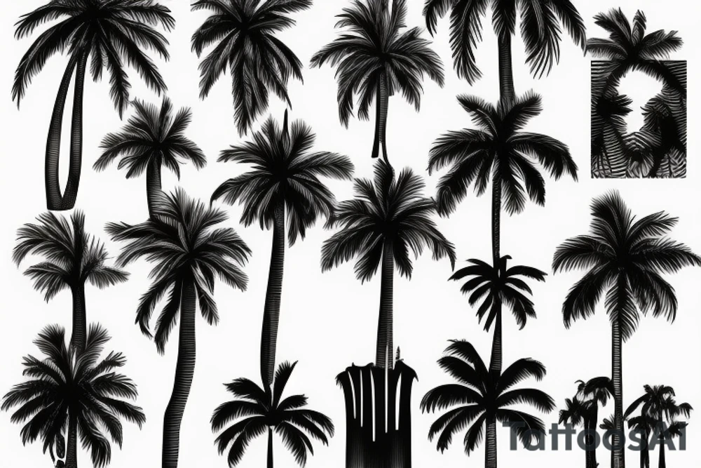 Florida Palm tree flow with themes of golf tattoo idea