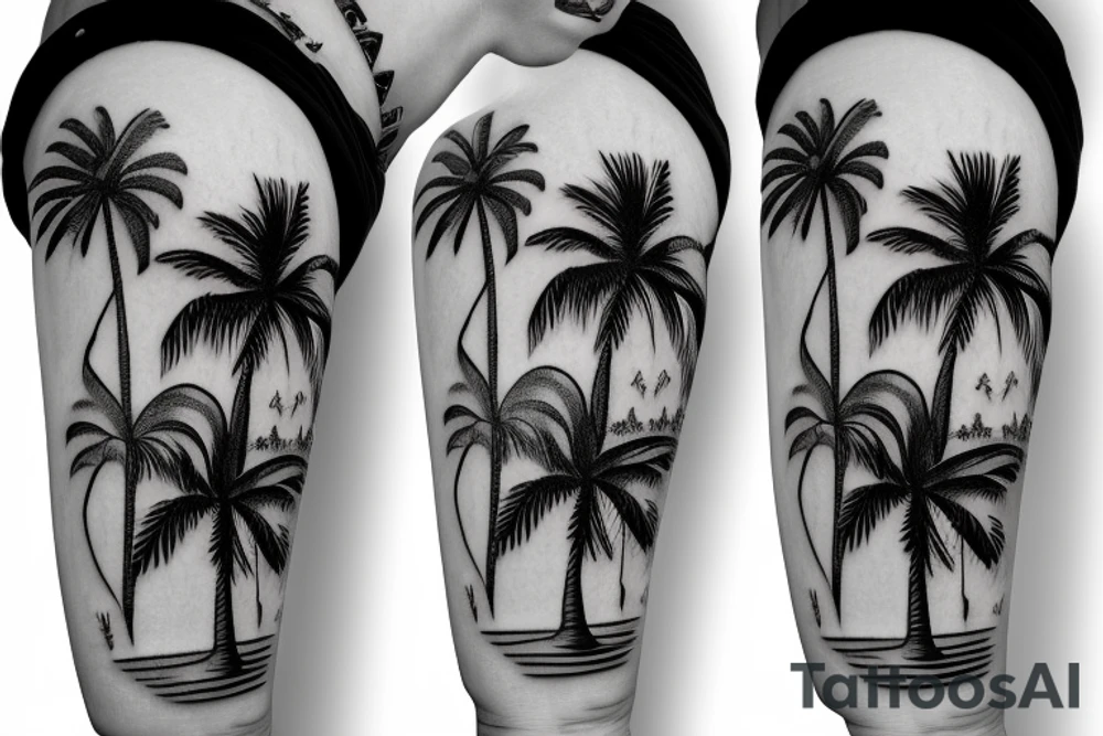 Florida Palm tree flow with themes of golf tattoo idea