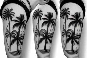 Florida Palm tree flow with themes of golf tattoo idea