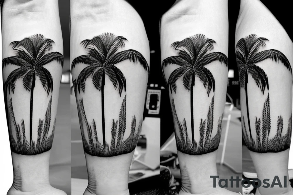 Florida Palm tree flow with themes of golf tattoo idea