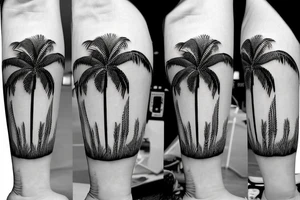 Florida Palm tree flow with themes of golf tattoo idea