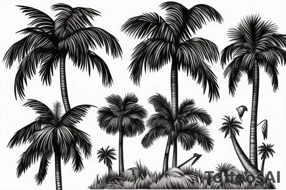 Florida Palm tree flow with themes of golf tattoo idea