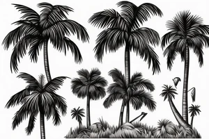 Florida Palm tree flow with themes of golf tattoo idea