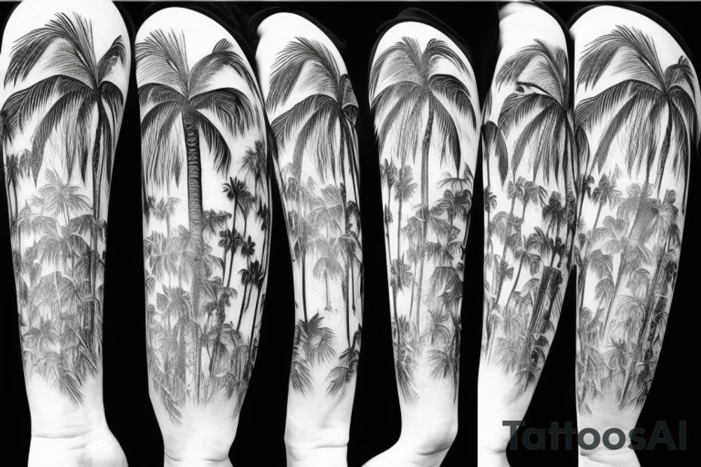 Florida Palm tree flow with themes of golf tattoo idea