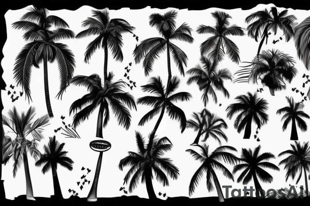 Florida Palm tree flow with themes of golf tattoo idea