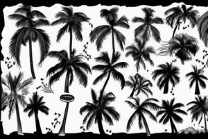 Florida Palm tree flow with themes of golf tattoo idea