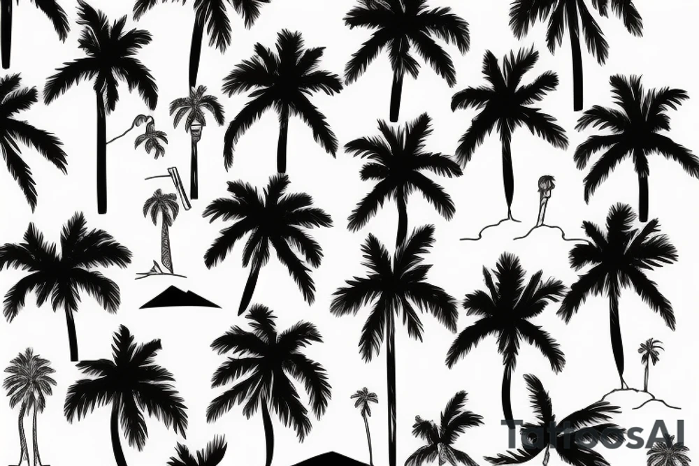 Florida Palm tree flow with themes of golf tattoo idea
