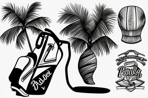 Palm tree with golf bag leaning upon base tattoo idea