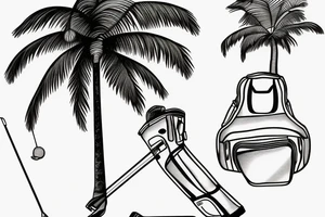 Palm tree with golf bag leaning upon base tattoo idea