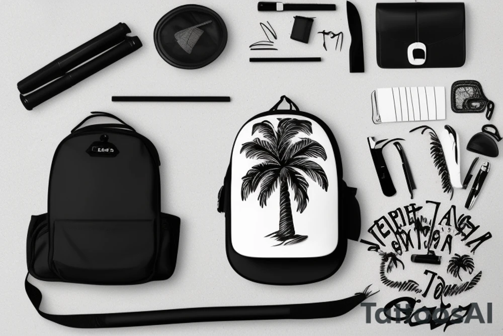 Palm tree with small golf bag leaning upon base tattoo idea