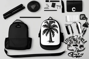 Palm tree with small golf bag leaning upon base tattoo idea