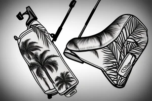Palm tree with small golf bag leaning upon base tattoo idea