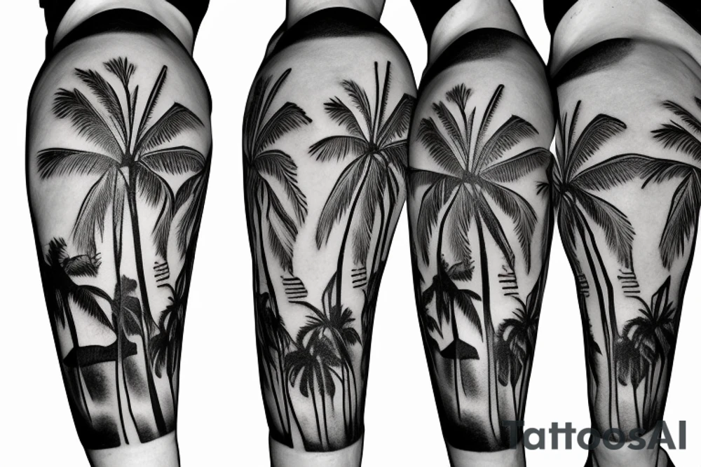 Palm tree with small golf bag leaning upon base tattoo idea