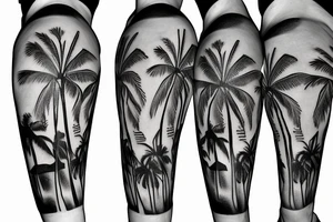 Palm tree with small golf bag leaning upon base tattoo idea