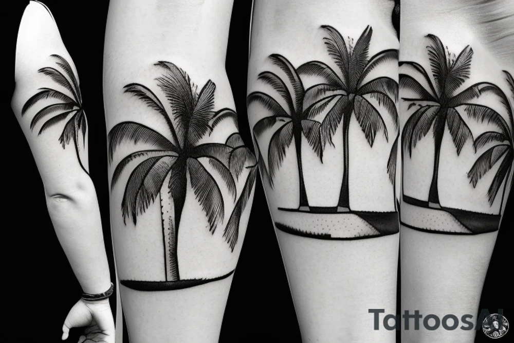 Palm tree with small golf bag leaning upon base tattoo idea