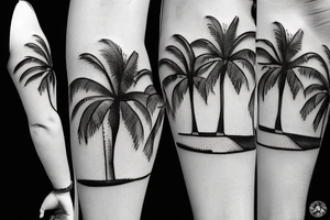 Palm tree with small golf bag leaning upon base tattoo idea