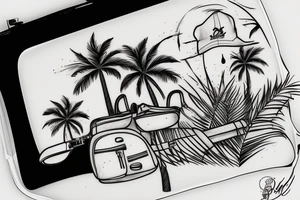 Palm tree with small golf bag leaning upon base tattoo idea