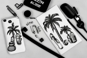 Palm tree with small golf bag leaning upon base tattoo idea