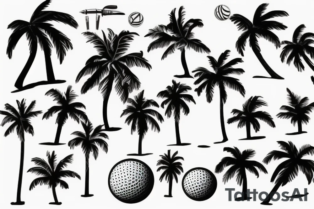 Palm tree golf vibes tattoo idea