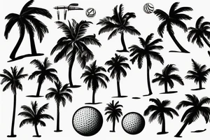 Palm tree golf vibes tattoo idea