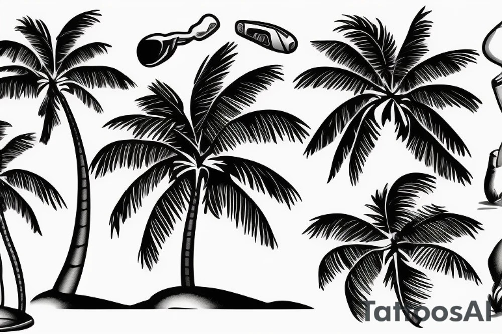 Palm tree golf vibes tattoo idea