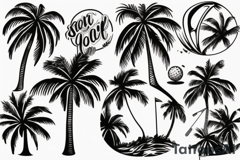 Palm tree golf vibes tattoo idea